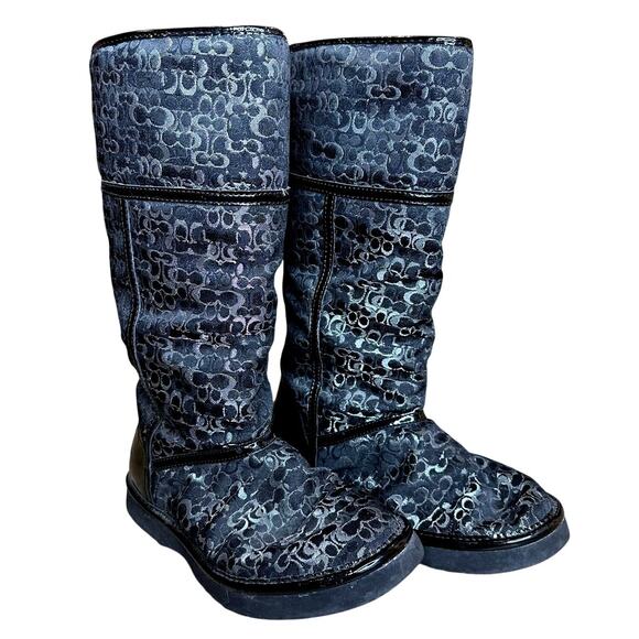 Coach Signature Nikole Womens Sz 7B Black shearling Roll Down Cuff Winter boots - Picture 1 of 9
